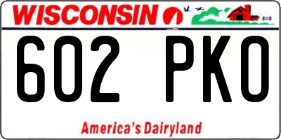 WI license plate 602PKO