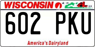 WI license plate 602PKU