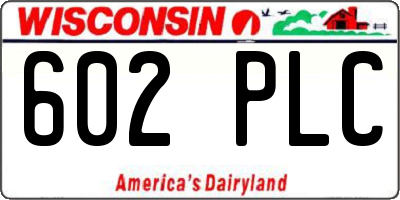 WI license plate 602PLC