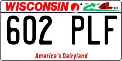 WI license plate 602PLF