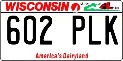 WI license plate 602PLK