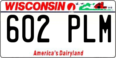 WI license plate 602PLM