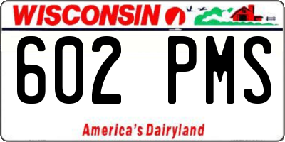 WI license plate 602PMS
