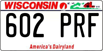 WI license plate 602PRF