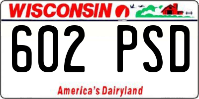 WI license plate 602PSD