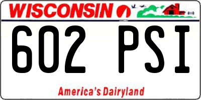 WI license plate 602PSI