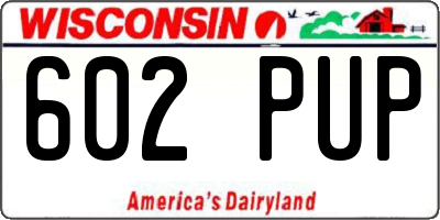 WI license plate 602PUP
