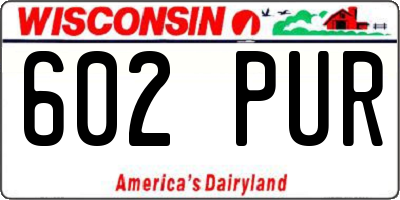 WI license plate 602PUR
