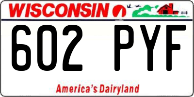 WI license plate 602PYF