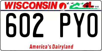 WI license plate 602PYO