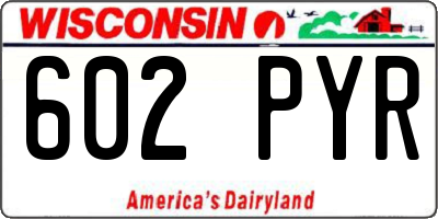 WI license plate 602PYR