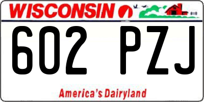 WI license plate 602PZJ