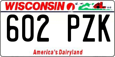 WI license plate 602PZK
