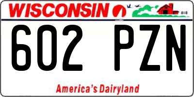 WI license plate 602PZN