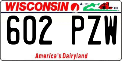 WI license plate 602PZW