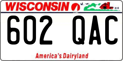 WI license plate 602QAC