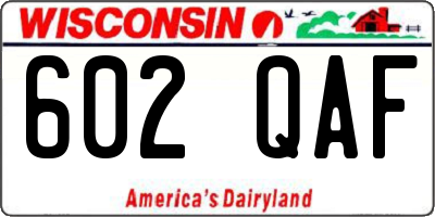 WI license plate 602QAF