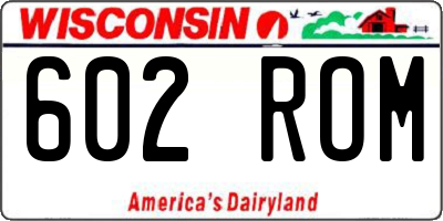 WI license plate 602ROM