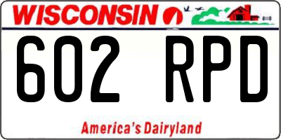 WI license plate 602RPD
