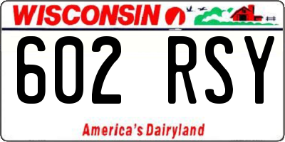 WI license plate 602RSY