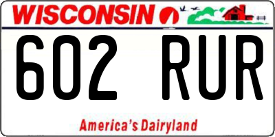 WI license plate 602RUR