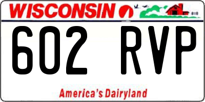 WI license plate 602RVP