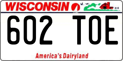 WI license plate 602TOE