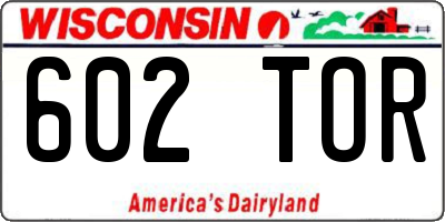 WI license plate 602TOR