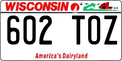 WI license plate 602TOZ