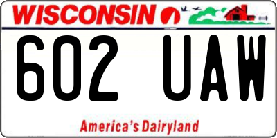 WI license plate 602UAW