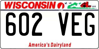 WI license plate 602VEG