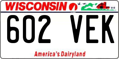 WI license plate 602VEK