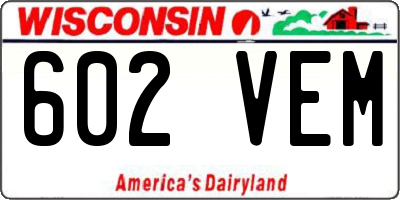 WI license plate 602VEM