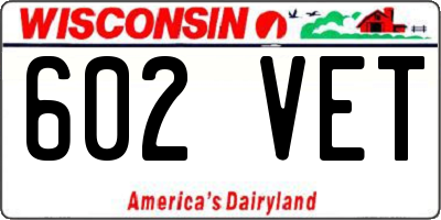 WI license plate 602VET
