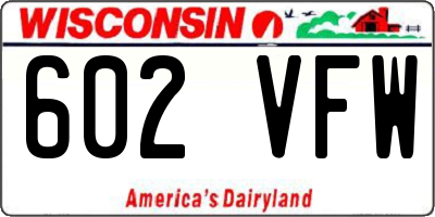 WI license plate 602VFW