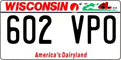 WI license plate 602VPO