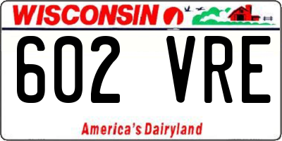 WI license plate 602VRE
