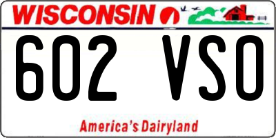 WI license plate 602VSO