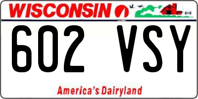 WI license plate 602VSY