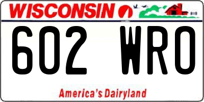 WI license plate 602WRO