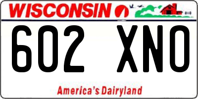 WI license plate 602XNO