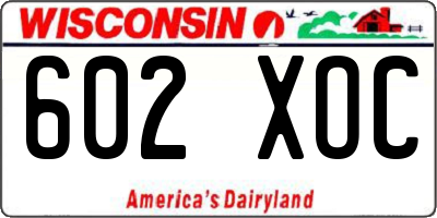 WI license plate 602XOC