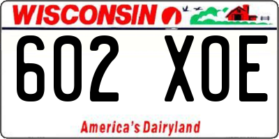 WI license plate 602XOE