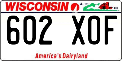 WI license plate 602XOF