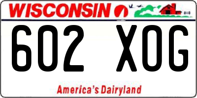 WI license plate 602XOG