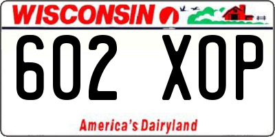 WI license plate 602XOP