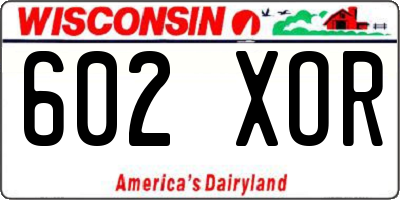WI license plate 602XOR