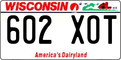WI license plate 602XOT