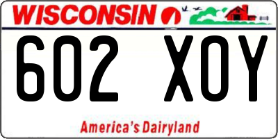 WI license plate 602XOY