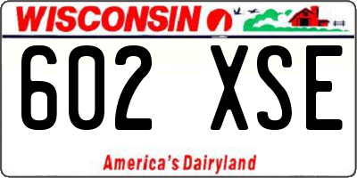 WI license plate 602XSE